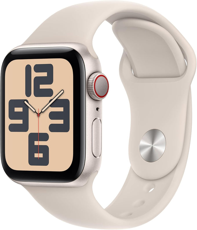 Apple Watch SE (2nd Gen) [GPS + Cellular 40mm] Smartwatch with Starlight Aluminum Case with Starlight Sport Band S/M (Renewed)