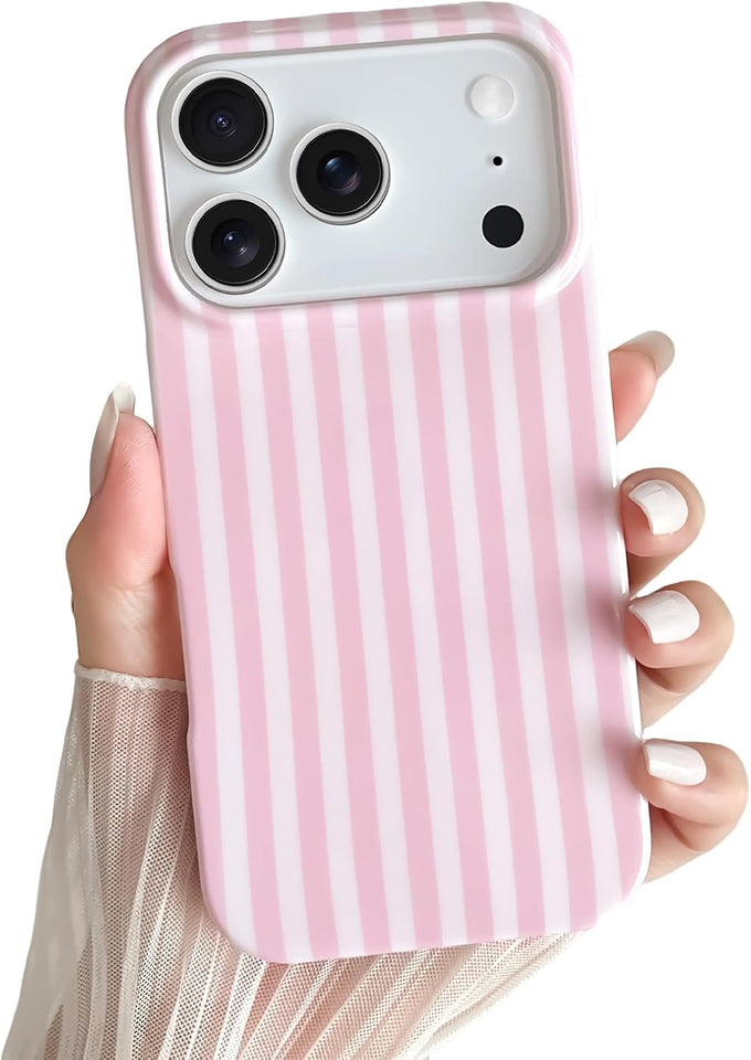 Yeddabox for iPhone 17 Pro Case Cute Striped Phone Case Soft TPU Slim Shockproof Phone Cover for Women Girls, Pink