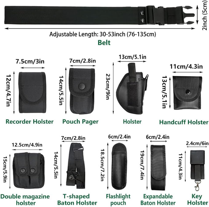 10-in-1 Tactical Modular Duty Belt w/Pouches for Law Enforcement