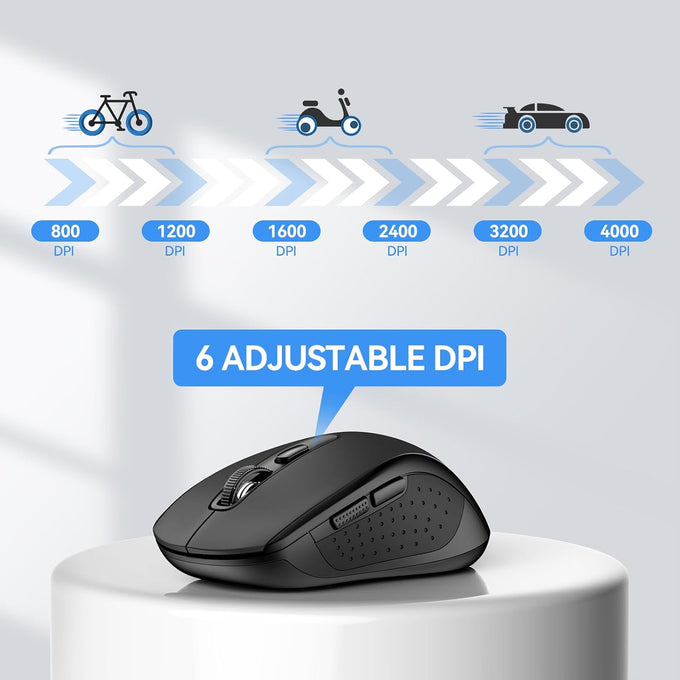 TECKNET Bluetooth Mouse, 4000DPI Wireless Mouse Bluetooth for Laptop 2-in-1(BT 5.0/3.0+2.4Ghz) Computer Mouse, Portable PC Mouse Wireless with USB Receiver for Mac, Compatible with MacBook Chromebook