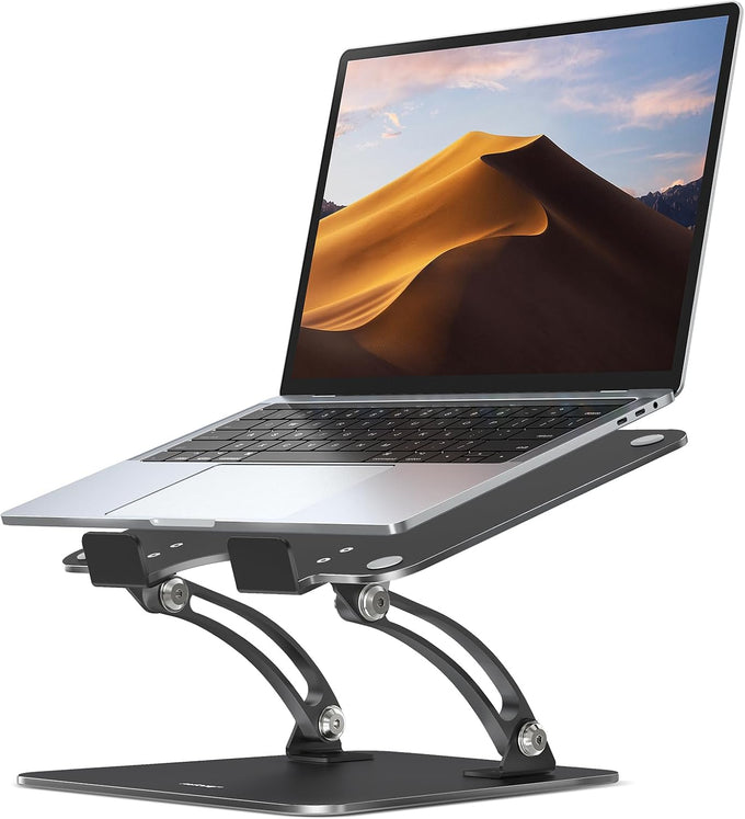 Nulaxy Ergonomic Adjustable Laptop Stand for Desk, Dual Foldable Computer Riser with Advanced Heat-Vent, Heavy-Duty Portable Notebook Holder for Posture Correction, Compatible with Mac 10-16" Laptops