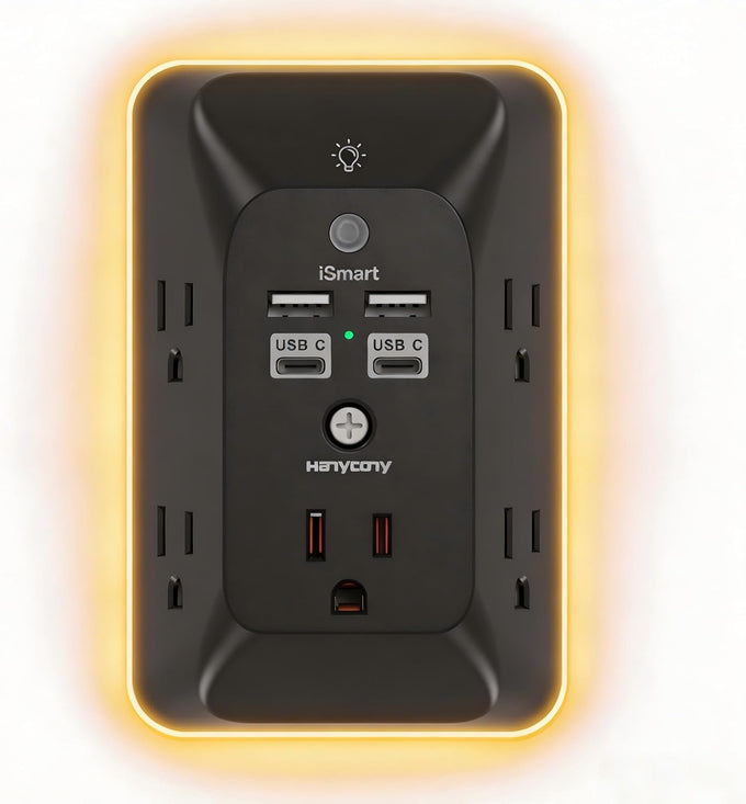 Outlet Extender with Night Light, Multi Plug Wall Outlet, Surge Protector