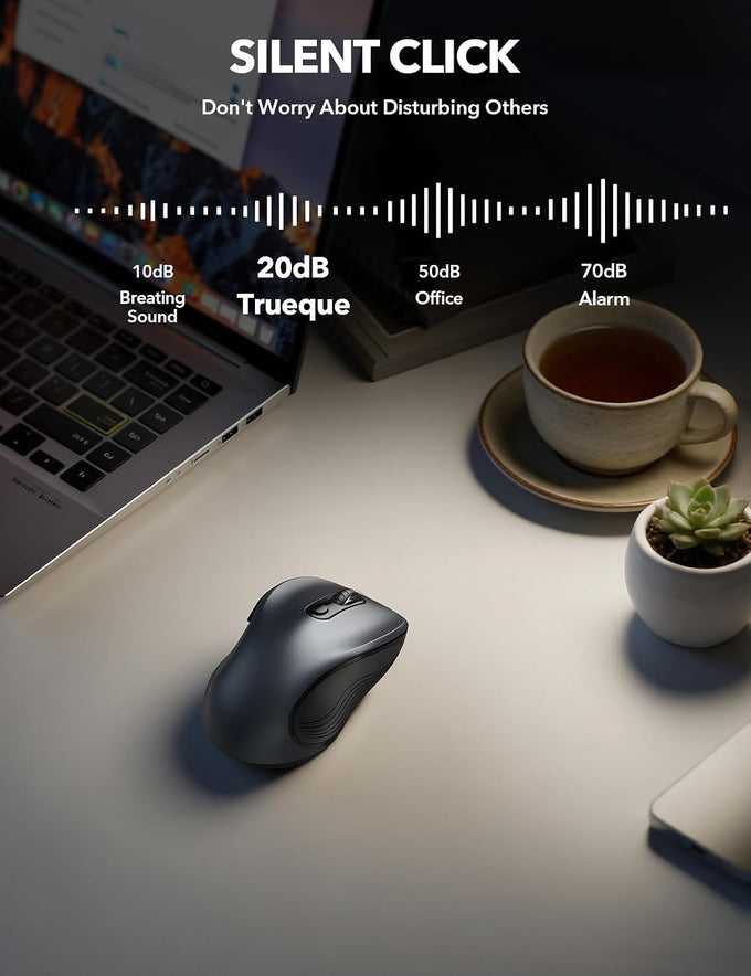 Trueque Wireless Mouse for Laptop, Ergonomic 6-Button Mouse, Space Gray