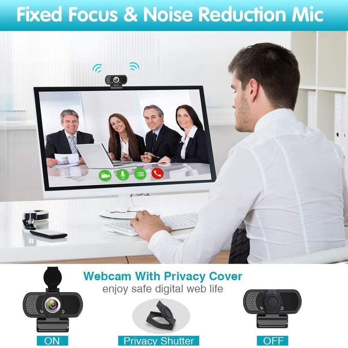 ZIQIAN 1080P Webcam with Microphone, USB Web HD Camera for PC, Laptop&Mac