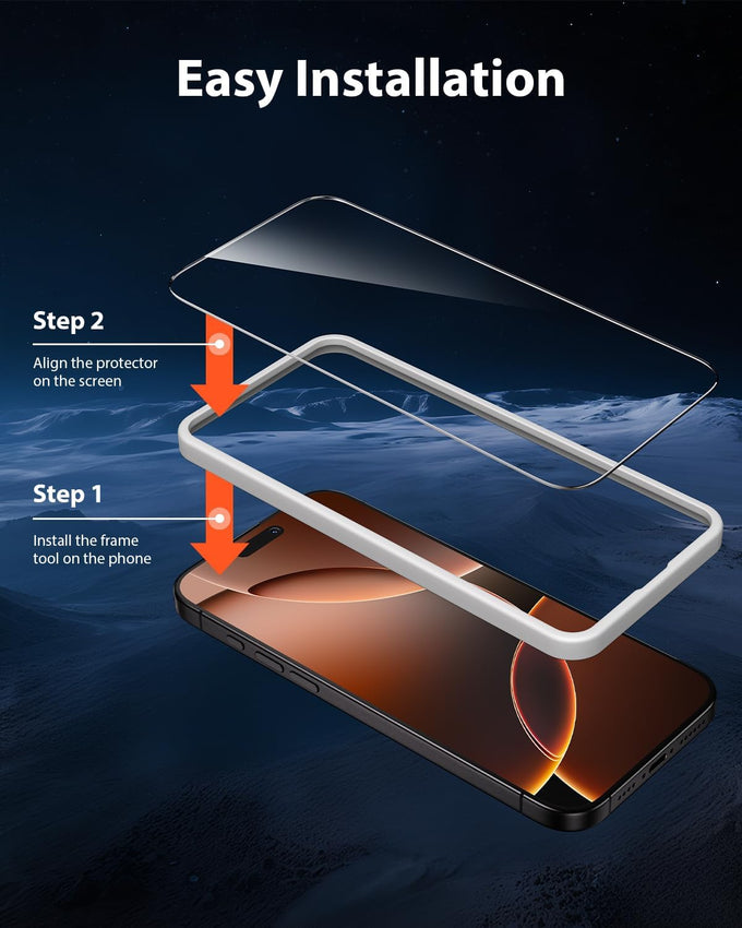 Mkeke Screen Protector for iPhone 16 Pro, 3 Pack 9H+ Tempered Glass