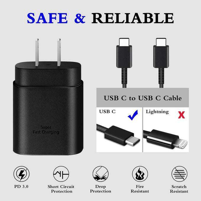 Type C Charger Fast Charging 2-Pack 25W Long 6FT USB C Cable