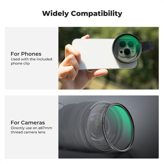 K&F CONCEPT 67mm Clip-on CPL Phone Camera Lens Filter Kit