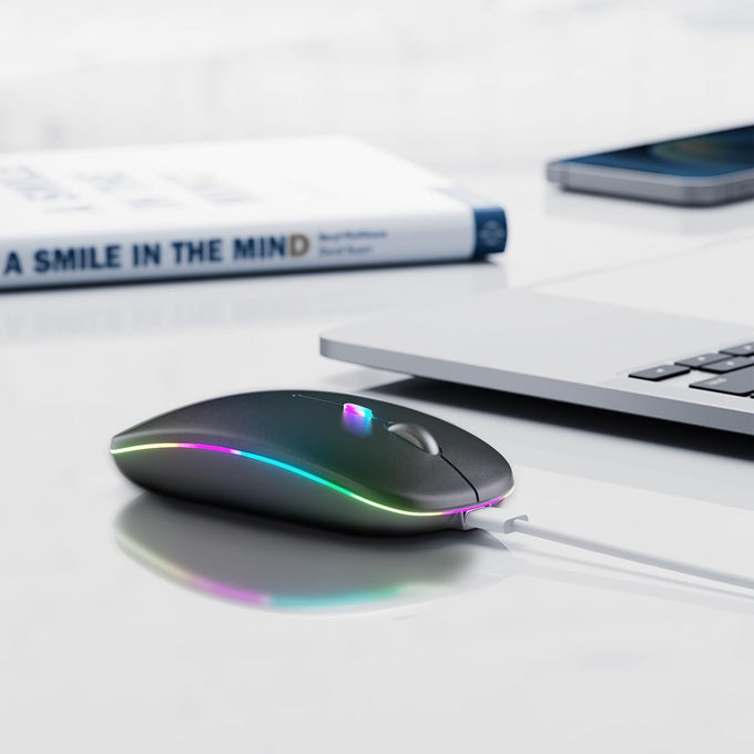 Afaartcci Rechargeable Wireless Mouse, Silent Bluetooth Mouse (Black)