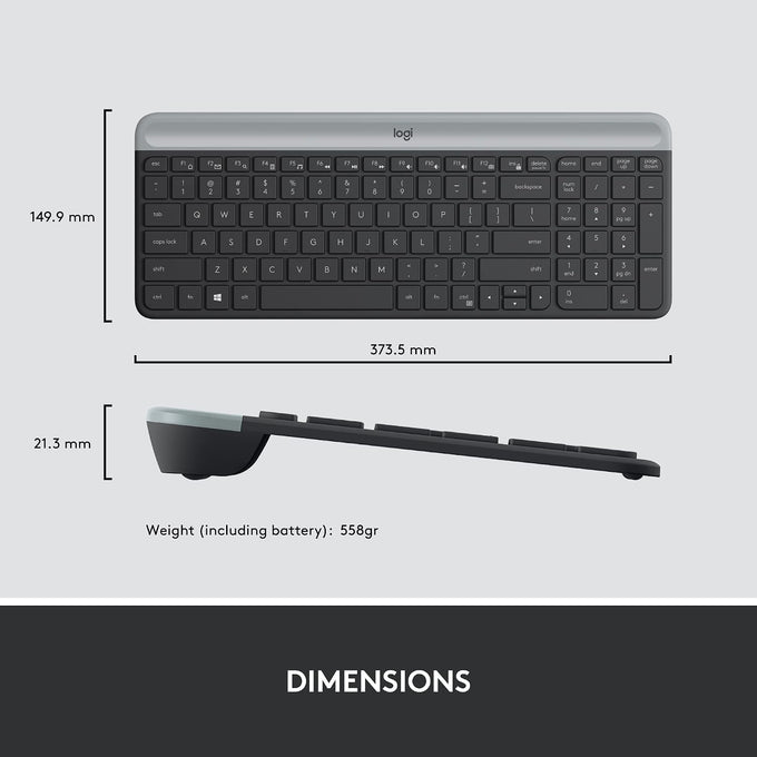 Logitech MK470 Slim Wireless Combo Compact Keyboard and Mouse - Graphite