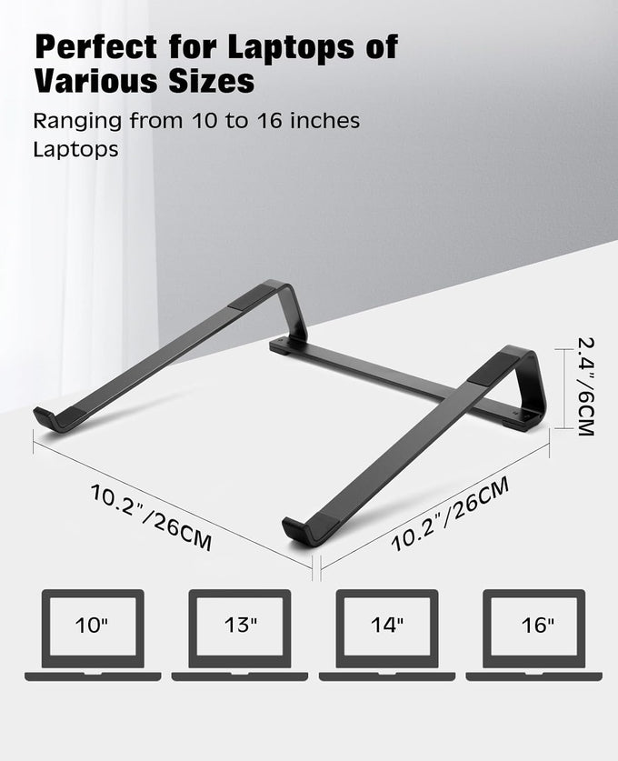 Thibault Laptop Stand for Desk - Aluminum Ergonomic Computer Stand，Laptop Riser, Cooling Laptop Holder, Compatible with MacBook Air Pro/Dell/HP/Lenovo/Alienware and 13-17 inches Laptops, Blue-Black