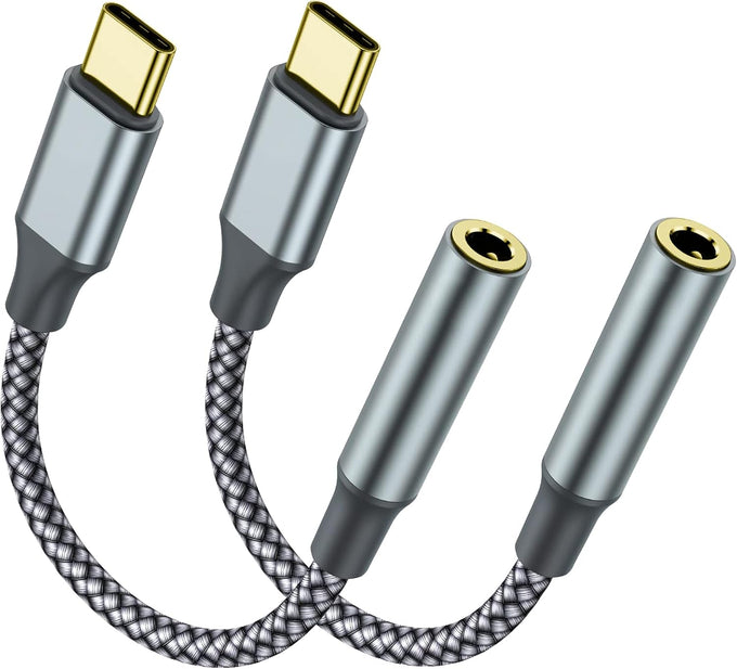 2 Pack USB C to 3.5mm Audio Adapter, USB C to Aux Female Dongle Cable Cord