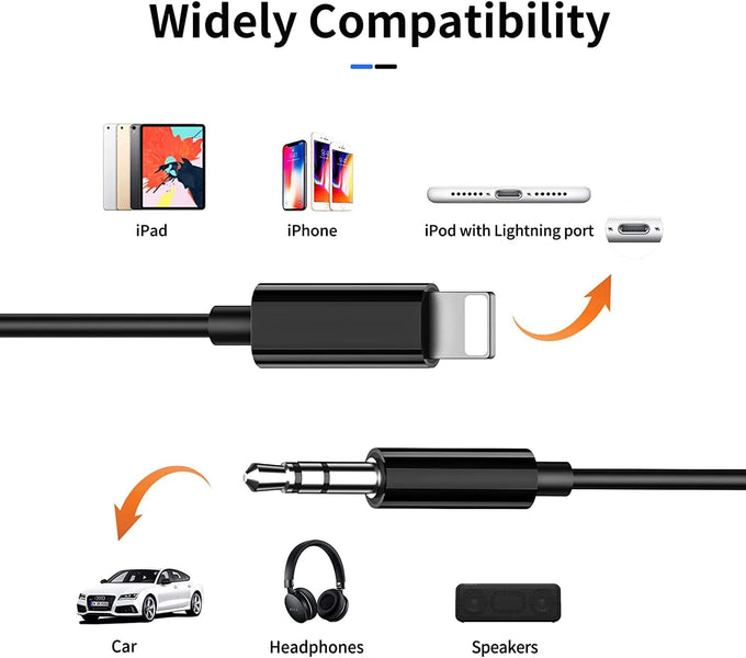 (Apple MFi Certified) iPhone AUX Cord,Lightning to 1/8 Inch Audio Cable,3.3ft, Headphone Jack Adapter Male Aux Stereo Audio Cable Compatible for iPhone 14/13/12/11/XR/X/8/7 (Black)