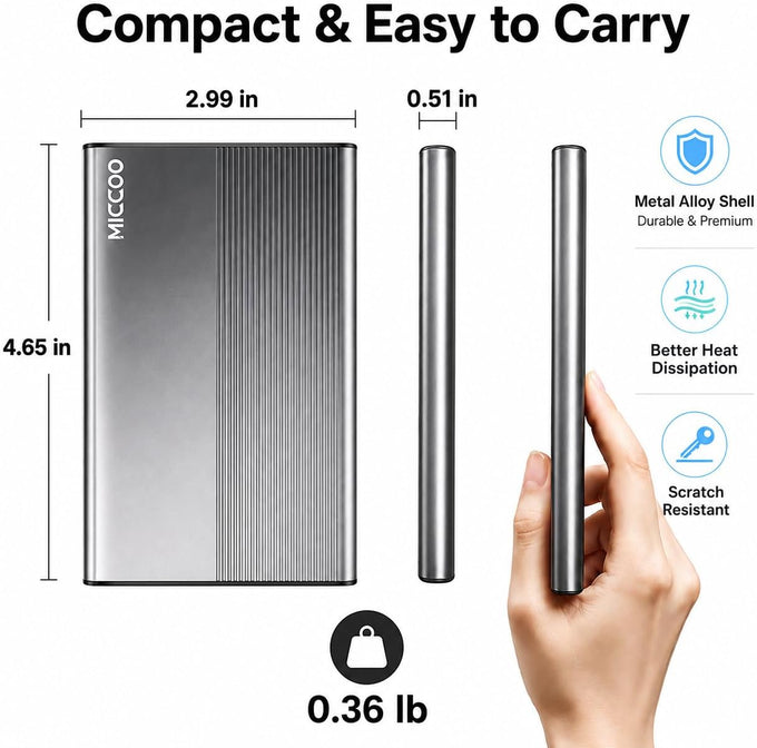 500GB External Hard Drive HDD, USB 3.0 Portable Expansion Storage