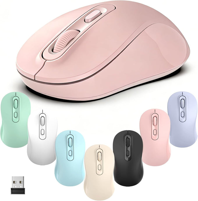 Wireless Mouse, 2026 New Model, Silent Click Ergonomic Design, Portable, 4 Buttons, Adjustable DPI (800/1200/1600), for Laptop/PC/Office (Beige)