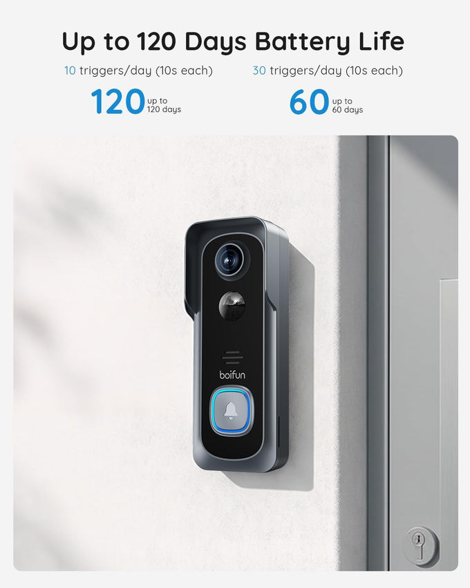 BOIFUN Video Doorbell Camera Wireless – No Subscription Required, 2K HD