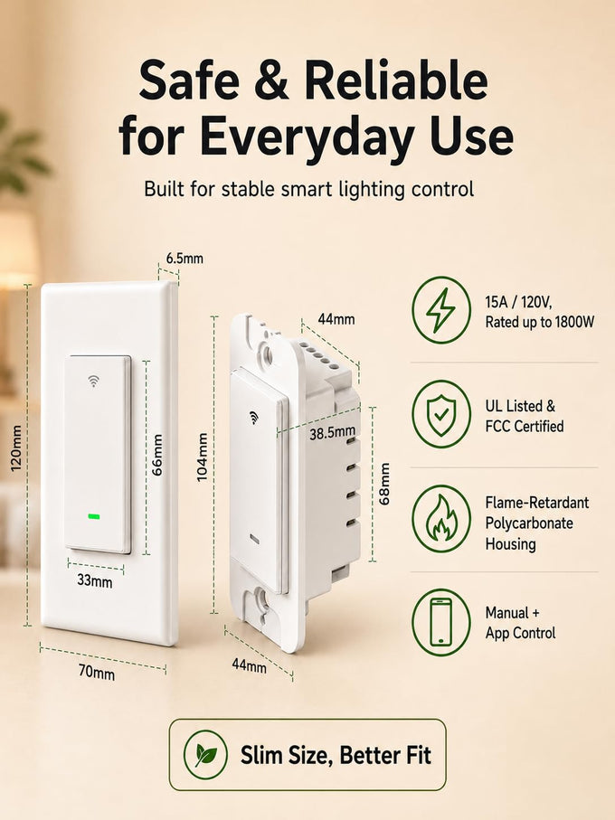 GHome Smart Switches for Lights, Single Pole WiFi, Works with Alexa, 4 Pack