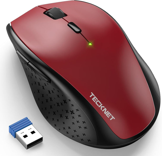 TECKNET 2.4G Wireless Mouse, 4800 DPI Ergonomic Computer Mouse, USB, Grey