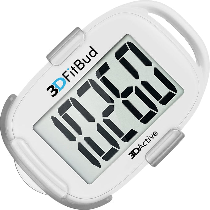 3DFitBud Simple Step Counter Walking 3D Pedometer by 3DActive with Clip, Lanyard Accurate Step Tracker Large Display, Easy to Use for Kids Men Women Adult Seniors Daily Step Tracking - A420S