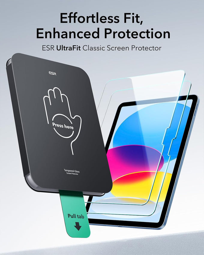 ESR 2 Pack Screen Protector for iPad A16 11th/10th (11/10.9 Inch), 9H Glass