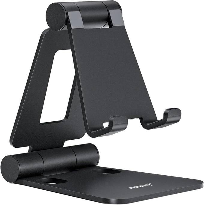 Nulaxy Full Aluminum Dual Folding Cell Phone Stand for Desk, Gray