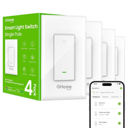 GHome Smart Switches for Lights, Single Pole WiFi, Works with Alexa, 4 Pack