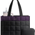 LOVEVOOK Tote Bag for Women, Puffer Work Handbag 15.6 Inch Laptop Purse for Nurse Teacher, Large Quilted Travel Tote Shoulder Bag with Zipper for College Office Clinical Gym, Black