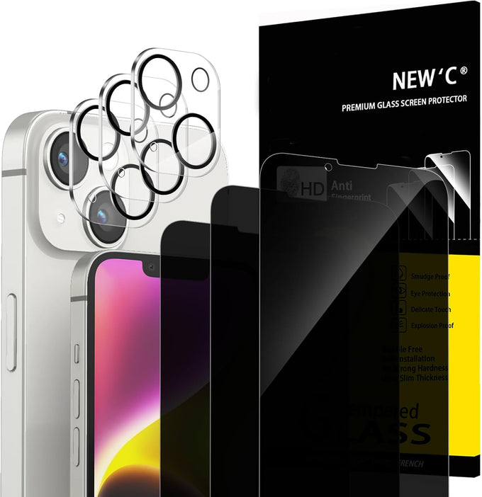 NEW'C for iPhone 16 Pro Screen Protector + Camera Lens Protector + Tool