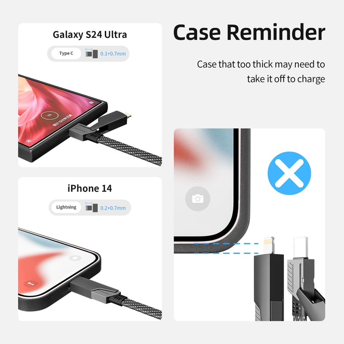 4 in 1 Multi Charging Cable Fast Charging 65W, USB C Cable with E-Mark Chip