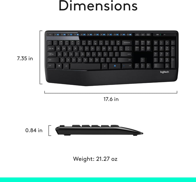 Logitech MK345 Full Size Wireless Keyboard and Mouse Combo - Black
