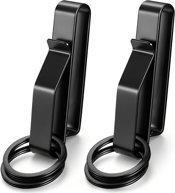 Duty Belt Key Holder, 2 Pack Belt Key Clip, Stainless Steel Stealth Belt Loop Key Ring Holder with 4 Keyrings UIInosoo for Handcuff Fits Max 2.25 Inch Belt