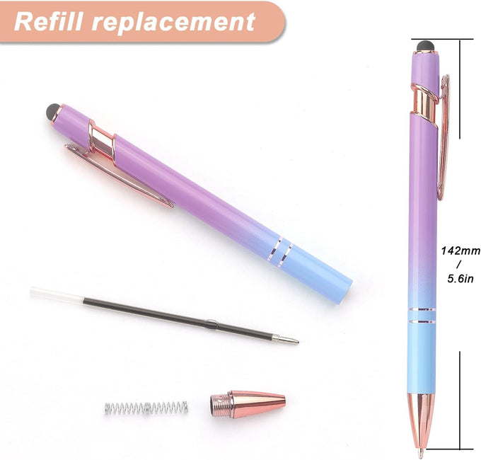 Bribobo 6 Pack Ballpoint Pen 2-in-1 Pen with Stylus tip, 1.0 mm Black Ink