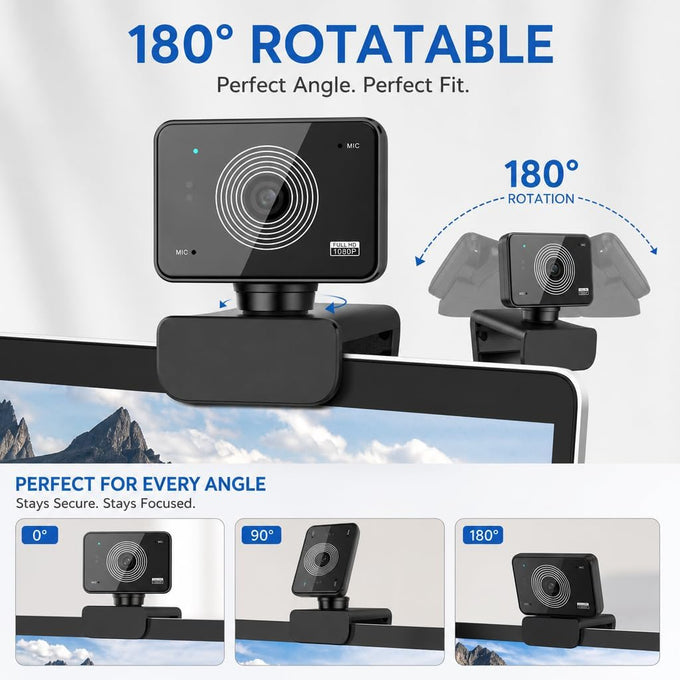 1080P HD USB Webcam Built-in Mic Auto Light Adjustment PC Camera for Video Conference Streaming Zoom Teams Switch 2