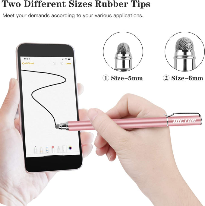 METRO Stylus Pen for Touchscreen - High Sensitivity Capacitive Switch Stylus Fiber Tips 2 in 1 Universal Stylus Pens for iPad iPhone Tablet Android Chromebook Switch 2 All Touch Screens (8 Extra Tips)
