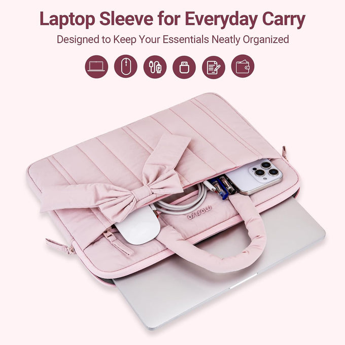 MOSISO Laptop Case 13.3 inch,13-13.3 inch Puffy Laptop Sleeve, Pink