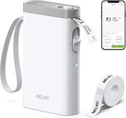 Nelko P21 Label Maker Machine with Tape, Bluetooth Label Printer, White