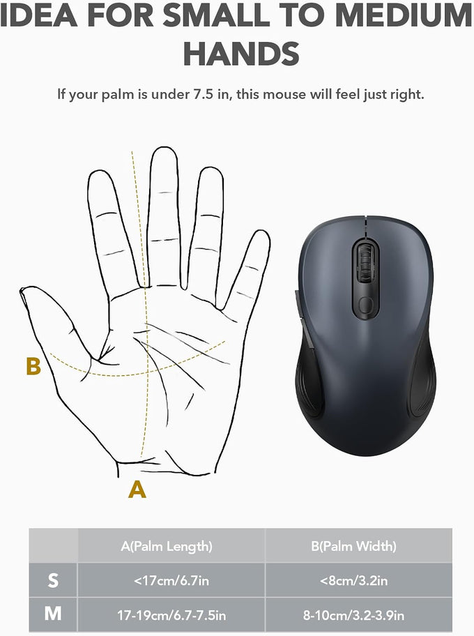 Trueque Wireless Mouse for Laptop, Ergonomic 6-Button Mouse, Space Gray