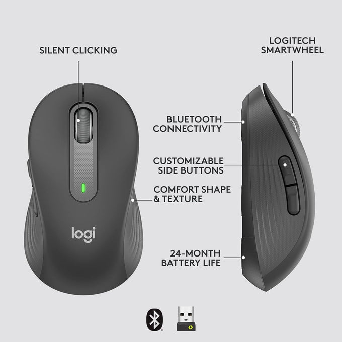 Logitech Signature M650 for Business Wireless Mouse Small - Graphite