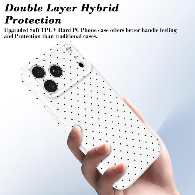 For iPhone 18 Pro Case / iPhone 17 Pro Case Cute Polka Dot Cover, White