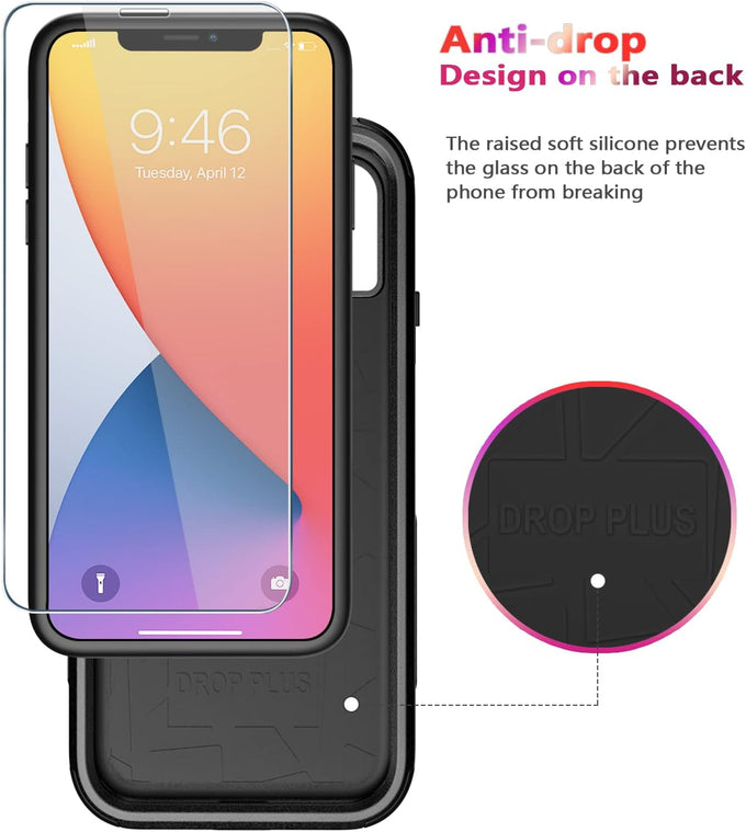 Diverbox for iPhone 11 Case [Shockproof] [Dropproof] [Tempered Glass Screen Protector],Heavy Duty Protection Phone Case Cover for Apple iPhone 11 (Black-3in1)