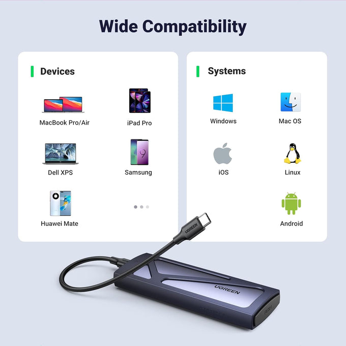 UGREEN USB-C M.2 NVMe SSD Enclosure，10Gbps