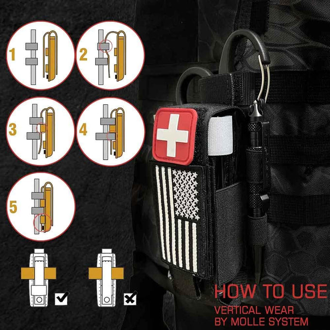 Upgrade 1000D Laser Cut Molle Tourniquet Holder, Heavy Duty Tactical Molle Tourniquet Pouch Holder