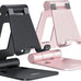 Nulaxy 2 Pack Aluminum Dual Folding Cell Phone Stand for Desk, Black&Silver