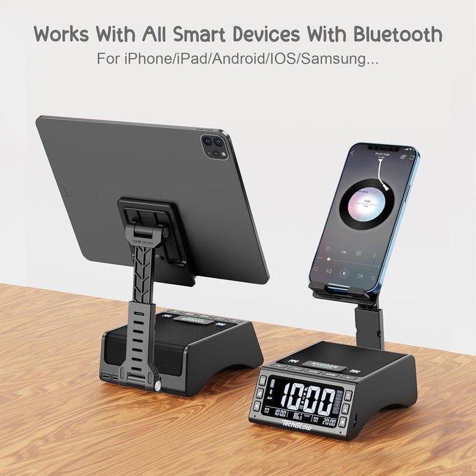 TechGlow Foldable Cellphone Stand with Wireless Bluetooth Speaker Birthday Gifts for Men Women Mother Father Cool Tech Gadgets