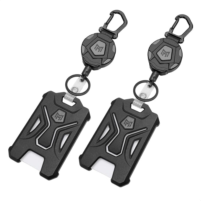MNGARISTA Retractable Badge Holder,Heavy Duty Carabiner Clip Keychain Badge Reel,Tactical ID Card Key Holder with 31.5" Retractable, Black