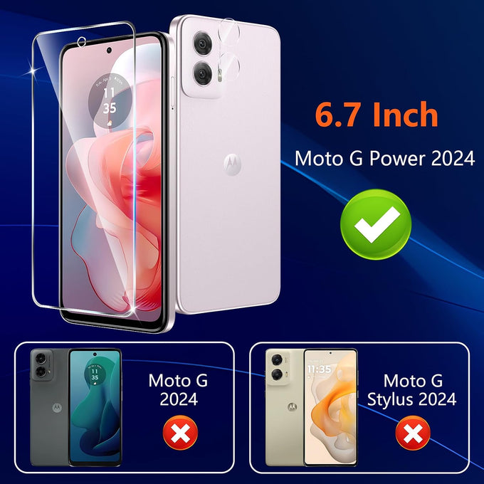 (3+2 Pack) Designed for Motorola Moto G Power 5G 2024 Tempered Glass Screen Protector + Camera Lens Protector,[3D Touch][Bubble-Free][Anti-Scratch] Screen Protector Glass For Motorola G Power 2024