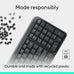 Logitech K250 Compact Wireless Bluetooth Keyboard with Number Pad, Graphite