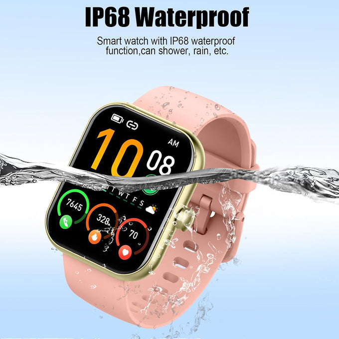 2026 Smart Watch for Men Women (Answer/Make Call), 1.96" HD Fitness Tracker Running Watch, IP68 Waterproof,Pedometer, Sleep/Step/Activity/Heart Rate Monitor,110+ Sport Mode Smartwatch for Android,Pink