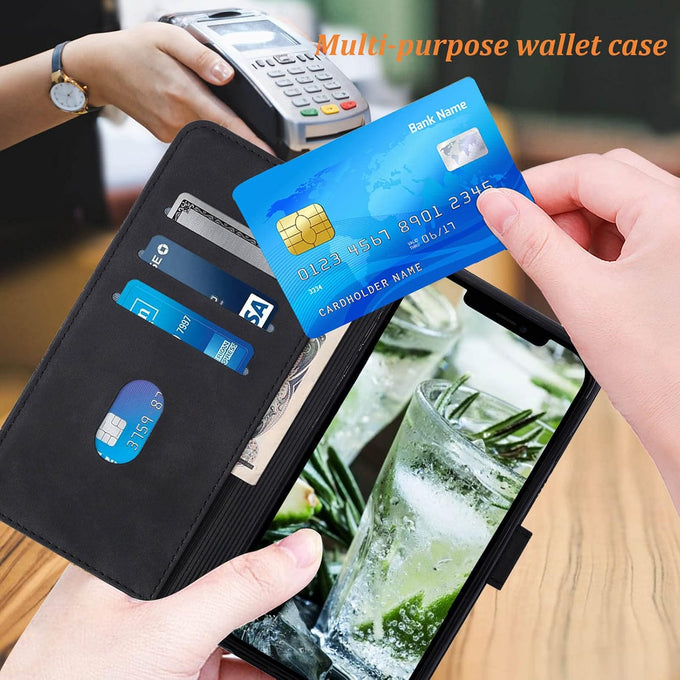 Wallet Case with Wrist Strap for iPhone 13/14 (Black)