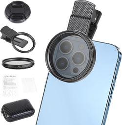 52mm Circular Polarizer Filter for iPhone and Android, CPL Lens Filter, Multi-Layer Coated, HD Transparent, Anti-Reflection, for DSLR Mirrorless Cameras