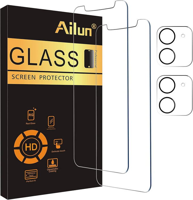 Ailun Screen Protector + Camera Lens Protector for iPhone 15, 3+3 Pack